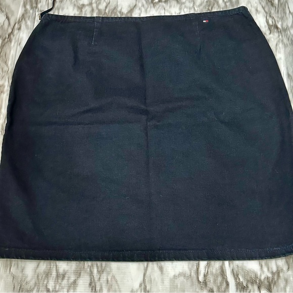 Tommy Hilfiger Women Sz 18 Dark Wash Denim Blue Jean Knee Length Side Zip Skirt - Picture 2 of 11